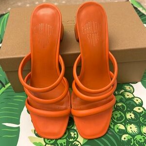 Charlotte Stone Belle Leather Sandal in Orange, Size 9